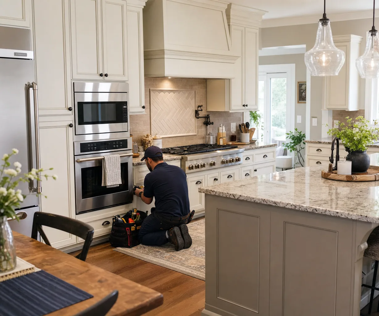 A luxury kitchen with built-in stainless appliances on a same-day visit